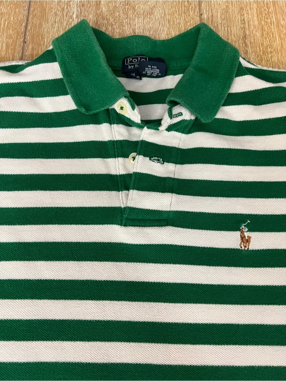 Ralph Lauren Green & White Striped Kids Polo